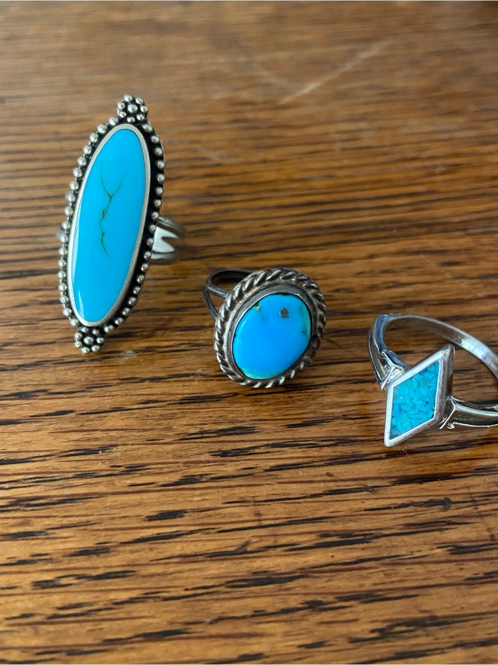 Turquoise Silver Statement Ring - Bright Blue Turquoise